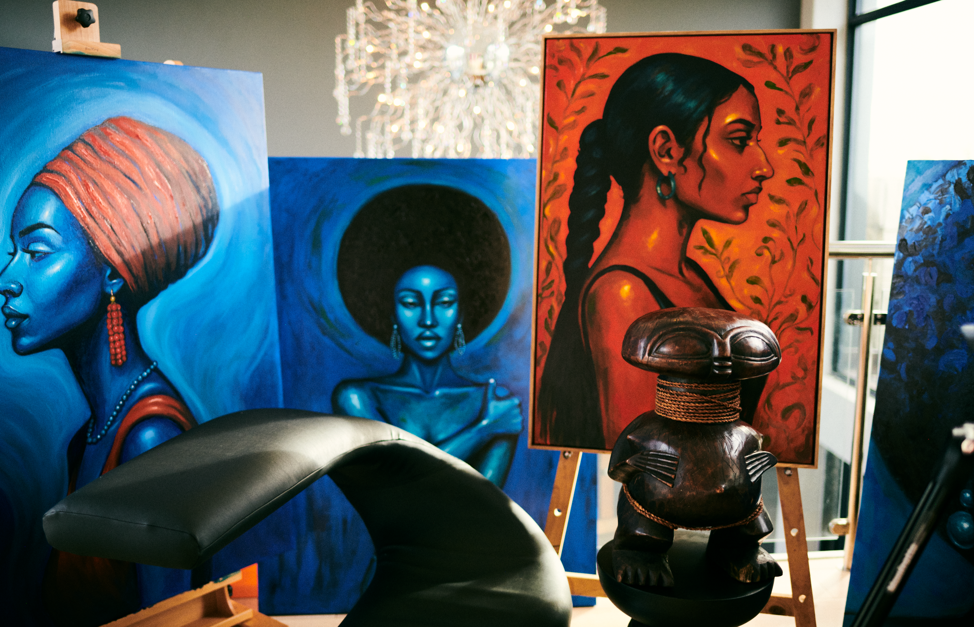 A collection of original paintings by artist Delmaine Donson