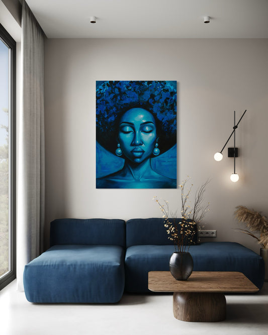 Inward artwork showcased in minimalist living space