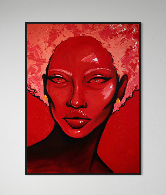 The Red Woman framed acrylic painting artwork display